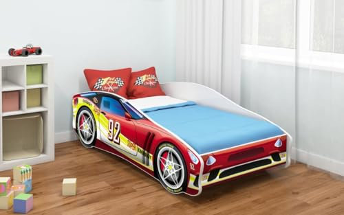 Luxusbetten24 Kinderbett Car mit verschiedenen Motiven Energy 140x70
