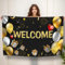 Koliphy Pancarta de Bienvenida, Decoración para el Hogar, Adecuada para Reuniones, Celebraciones Familiares, Comienzo Escolar, Fiestas (Negro y Dorado)