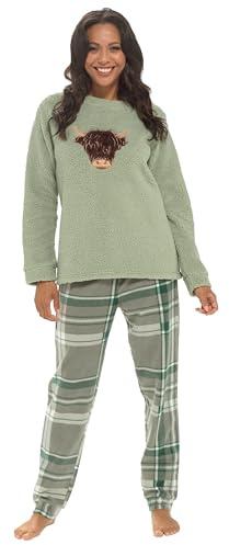 Daisy Dreamer Pigiama da donna in pile caldo e morbido, Mucca delle Highland, M