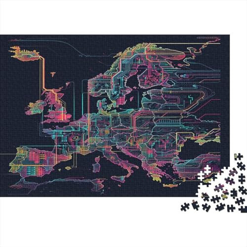 Karte of Europe Puzzle 1000 Teile,Puzzlespiel Für Erwachsene,Impossible Puzzle,Puzzle GesKükenlichkeitsspiel Für Die Ganze Familie, Geschenke Für Männer/Frauen Erwachsenen Puzzel 1000pcs (75x50cm)