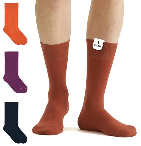 von Jungfeld - 1 Paar Herren Socken aus Bio-Baumwolle - Strumpf Herrensocken in Gr. 43-46 Brick Red