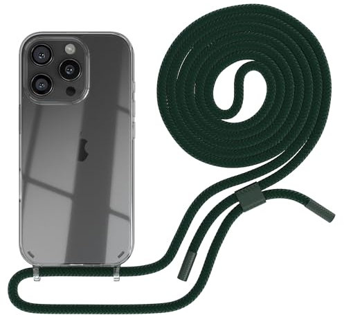 EAZY CASE - Catena per cellulare compatibile con iPhone 16 Pro – Custodia sottile per Apple iPhone 16 Pro con cinturino come protezione anticaduta catena da appendere, custodia trasparente in silicone