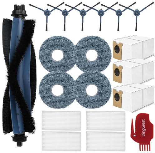 DingGreat Zubehör für Eufy Saugroboter Omni C20, Eufy Omni C20 Saugroboter Ersatz-Set (1 Hauptbürste+4 Mop Pads+6 Seitenbürste+4 Hepa Filter+3 Staubbeutel)