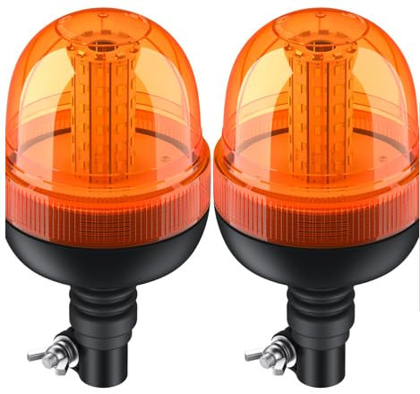 EYPINS 2x Rundumleuchte 60LED, 12V/24V Warnleuchte mit 3 Blitzmodi Rundumkennleuchte Bernstein, Blitz-Kennleuchte flexibler Aufsteckfuß für alle 12V/24V Auto, Truck, KFZ, LKW, Traktor, Bagger| R10 E9