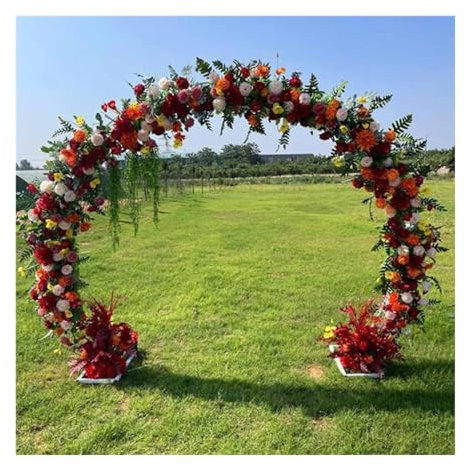 Arche de Mariage Ronde Blanche avec rosiers grimpants – Support de Toile de Fond pour pergola de Jardin extérieur – 2,6 x 3 m/8,5 x 9,8 pi