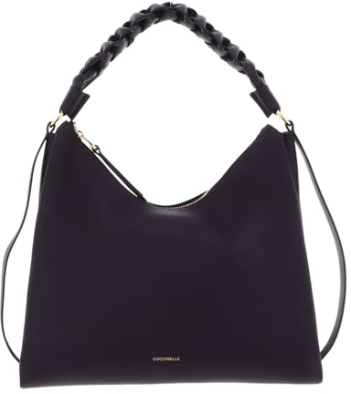 Coccinelle Leder Schultertasche Boheme Grana Double Shoulder Bag Prune/Ribes dunkelviolett