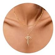 TempBeau Halskette Damen, 18K Vergoldet Halsketten für Frauen aus Edelstahl, Layering Kette Damen mit Schleifeanhänger 45+5 CM, Kette Gold für Geburtstag Hochzeit Jahrestag Geschenk