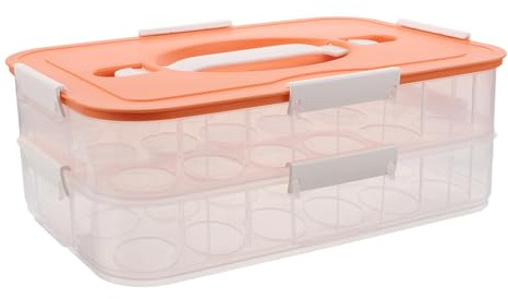 jojofuny Boîte à Œufs Empilable pour Réfrigérateur Plastique Alimentaire Double Couche 36 Emplacements Porte-Œufs Orange Organiseur Compact Cuisine et Rangement Frais