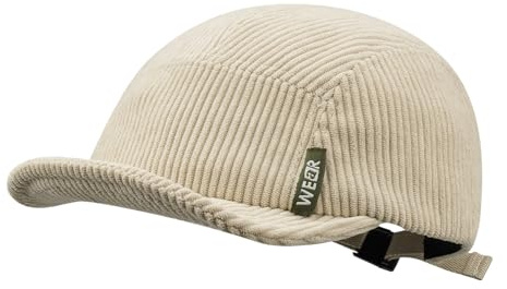 Clakllie Cord Baseball Cap mit kurzer Krempe 5 Panel Basecap Herren Verstellbar Short Brim Cap Vintage Flat Brim Baseballkappe Flat Brim Snapback Kappe