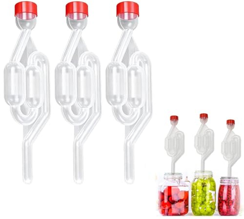 3 Pièces Barboteur Fermentation avec Bouchons en Caoutchouc – Tubes Barboteurs Transparents pour Fermentation,Joint Hydraulique pour Brassage de Bière, Vin, Cornichons et Légumes Lacto-Fermentés