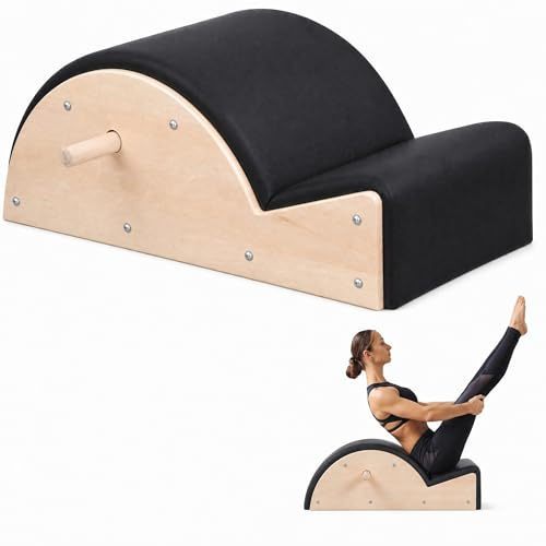 Pilates Spine Corrector Barrel – Arc Barrel Pilates en Bois Avec Rembourrage en PU, Équipement Pour Étirement du DOS et Correction de la Posture, Idéal Pour le Renforcement du Core