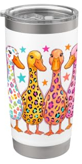 Carino Anatra Mamma Leopardo Animale Stampa Anatre Quack Ragazze Donne Bicchiere termico in acciaio inox doppia parete