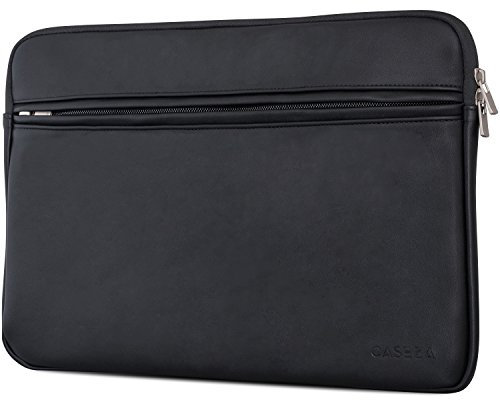 CASEZA Boston MacBook Air 13 & Pro 13 PU Leather Laptop Sleeve Black - Premium Vegan Leather Case for 13 Inch Notebook - Bag also fits Microsoft Surface Book - Soft Protection & Classic Style