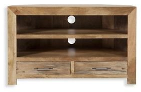 Cube Petite Mango 2 Drawer Corner TV Cabinet Solid Mango Wood Fully Assembled