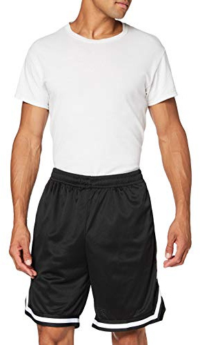 Build Your Brand Men's Two-Tone Mesh Shorts, Blk/Blk/White, Xx-Large