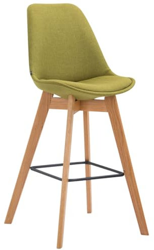 CLP Barhocker METZ mit Stoffbezug I Thekenhocker mit Eichenholzgestell und Fußstütze I Barstuhl mit Lehne I erhältlich, Farbe:grün, Gestell Farbe:Natur