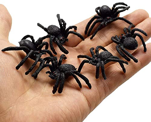 Muzboo Realistische Kunststoff-Spinnen-Spielzeug, Halloween-Streich-Requisiten, kleine Größe, lustige Halloween-Dekoration, 30 Stück