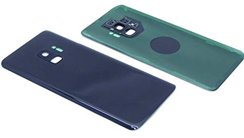 Handywest Kompatibel für Samsung Galaxy S9 SM-G960F Black/Schwarz Akkudeckel Backcover Rückseite inkl Kleber Rückschale Hosing Cover inkl Kamera Camera Glas Mit Klebefolie Streifen Adhesive