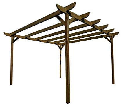 Wooden garden pergola kit - Corbel design rafters (2.4m x 3m 4 posts, Rustic Brown)