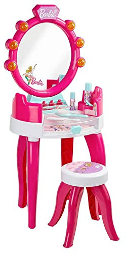 Theo Klein 5328 Salone di Bellezza Barbie con Luce e Suono, RiPiani girevoli e Specchio, con Numerosi Accessori, Giocattolo per Bambini a Partire da 3 Anni