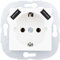 REV Quadro, Steckdose mit 2 USB Anschlüssen. USB: max. 2,1A, 5VDC, 10,5W, Weiss