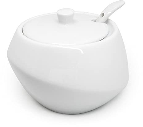 Nerthus FIH 557 Sucrier en porcelaine Blanc pur avec couvercle en porcelaine et cuillère