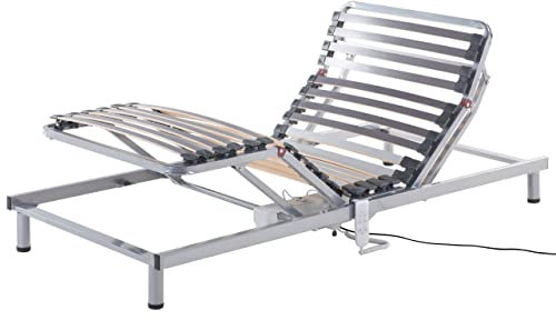 Beliani Lattenrost elektrisch verstellbar aus Holz 90x200 cm grau und Silber Comfort
