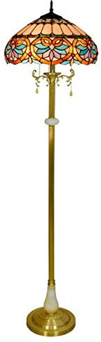 GDLight Vintage Barock Stehlampe mit 16 Zoll-Buntglas Lampshade Tiffany-Art-Kupfer Jade Lesen Stehen Lampe für Wohnzimmer Schlafzimmer