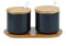OnePine 260ml Zuccheriera in Ceramica, Contenitore per spezie barattoli spezie Rotonda con Coperchio e Cucchiaio, Design Elegante, per Casa e Cucina (Nero, Set di 2)