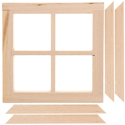Healifty Puppenhaus Fenster Holz Mini Holzfenster Unbemalt DIY Miniatur Möbel Modell Spielzeug 1: 12 Puppenhaus Schlafzimmer Wohnzimmer Zubehör Mikrolandschaft Dekoration