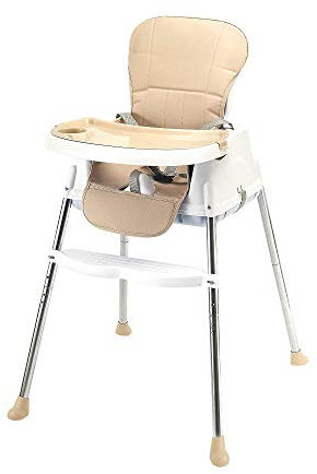 wuuhoo® Baby Hochstuhl Finn - Kinderhochstuhl mit 5-Punkt-Gurt, Kissen und Tablett, Rutschfester Kinderstuhl mit Fußstütze - Baby & Kleinkinder Zubehör Beige
