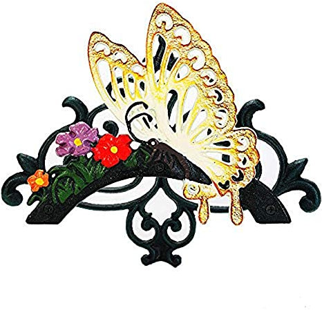 Gmjay Gartenschlauchhalter Aus Gusseisen Dekorativer Wandschlauchhalter für Schlauchaufroller Zur Aufbewahrung Von Schlauchaufrollern,Butterfly