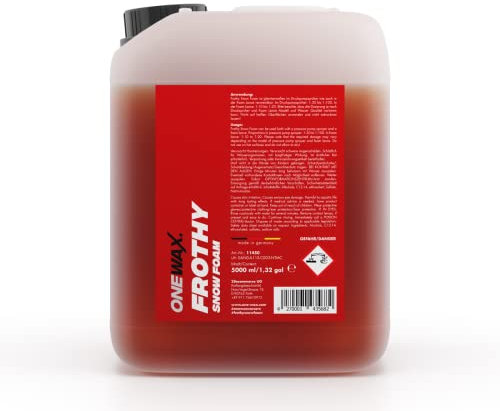 OneWax® Frothy Premium Snow Foam 5 Liter Schaumstarkes Auto Shampoo pH neutral - hohe Reinigungskraft - Stark Schäumend - Erdbeer Duft (1 STK) (5 Liter Kanister)