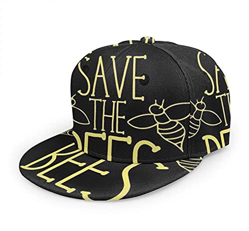 Oaieltj Unisex Baseballkappe Damen Herren Junge Mädchen Mode verstellbar 3D gedruckt Flat Bill Baseball Cap, Save the Bees Black, One size