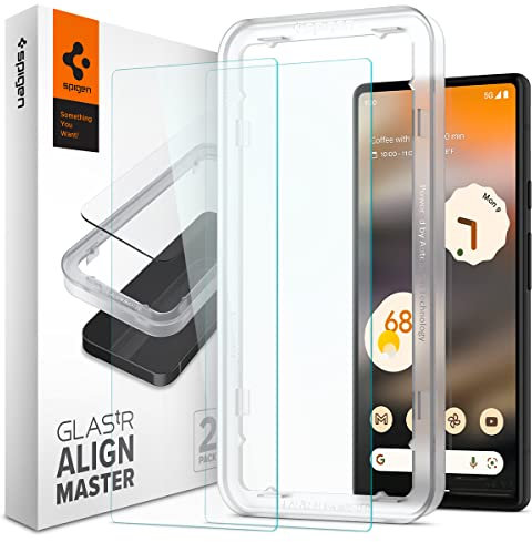 Spigen Protector Pantalla para Google Pixel 6a, 2 Unidades, Compatible con Funda, Dureza 9H