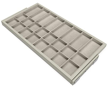 Emuca - Organisationsschublade mit sanft schließenden Schienen für Schränke, Modul 900mm, regulierbare, Steingrau lackiert