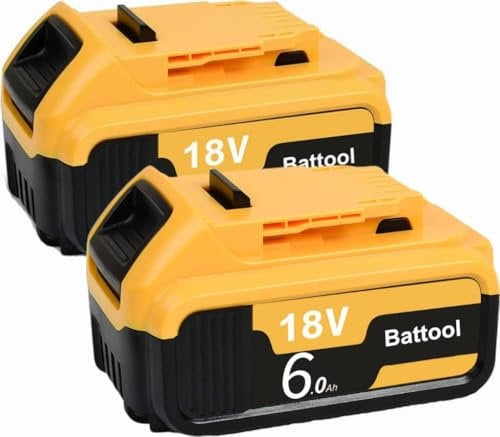 2 Pack DCB184 18V 6.0Ah Li-ion Replacement Batteries for Dewalt 18V DCB200 DCB180 DCB181 DCB182 DCB184 DCB201 Cordless Power Tools.