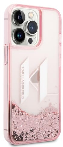 Karl Lagerfeld KLHCP14XLBKLCP Hülle für iPhone 14 Pro Max 6,7 rosa/pink hardcase Liquid Glitter Big KL