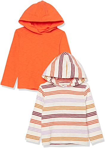 Amazon Essentials Jungen Leichtes T-Shirt mit Kapuze und Langen Ärmeln, 2er-Pack