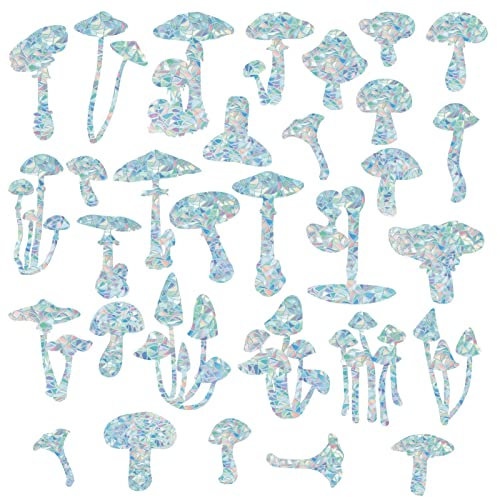 GORGECRAFT 31 St Pilz-Fenster-Aufkleber Anti-Kollisions-Regenbogen-Fensterglas-Alert-Prisma-Aufkleber Für Vogelschlag Nicht Klebende Vinylfolie Heimdekoration Schiebetüren Fenster Glas-Sonnenfänger