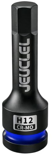 JEUCLEL 12mm Hex Impact Bit Socket, H12 1/2 Drive Allen Socket, Cr-Mo Steel