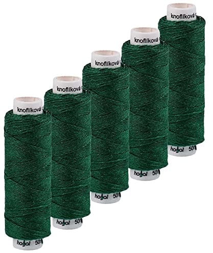 5x50m Leinen Garn Leinenzwirn Flachs Nähfaden robust strapazierfähig Farbwahl, Farbe:tannengrün