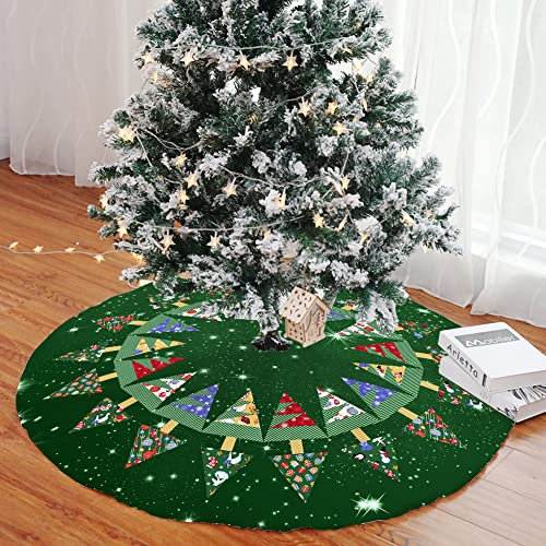 Mateju Weihnachtsbaum Rock Weihnachtsbaumdecke Groß Tannenbaum Unterlage Rund Christbaumdecke Christbaumständer Teppich Baumdecke für Weihnachtsdeko Neujahr Party Geschenk (120cm,Grüne Weihnachten)