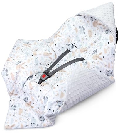 Einschlagdecke Babyschale Baby Decke 90x90 cm - Fußsack Blanket für Kinderwagen und Autositz Winter für Neugeborenen und Kleinkinder Einschlagsdecken für 3 und 5 Punkt Gurt Minky