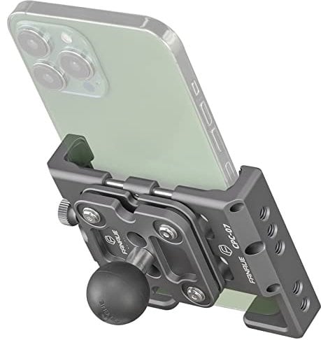 FANAUE Universal Phone Mount with 1'' Ball for Smartphones 2.3'' to 3.4'', Compatible with RAM Mounts B Size Double Socket Arm & Bike Motorcycle Cellphone Holder with Shock Absorber (CPC-07PRO)