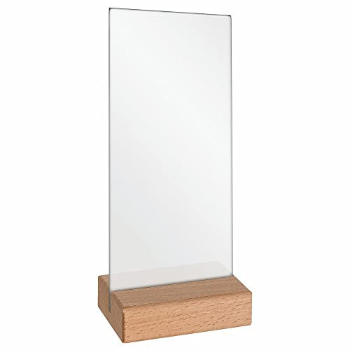 Tischkartenhalter DIN Lang Hoch mit Fuß aus Buchenholz und Plakattasche aus Acrylglas doppelseitig/Werbeaufsteller/T-Aufsteller/Tischaufsteller/Gastronomie - Zeigis®