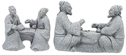Yardwe Statues Décoratives en Grès pour Jardin Et Bonsaï, Sculptures Artisanales De Vieil Homme 2 Pièces, Ornements Zen pour Maison Et Espace Extérieur, Décoration Micro-Paysage Classique