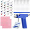 Longbeauty 224pcs Ohr Piercing Pistole Kit Edelstahl Körper Piercing Werkzeuge Studs Ohrringe Nase Lippe Nabel Piercing Maschine für Home Salon Piercing Nadeln, Blau