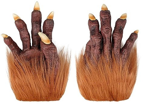 TINAYAUE Gruselige Werwolf Handschuhe Pelzige Tierische Handschuhe Erwachsene Horror Wolf Gloves Monster Handschuhe mit langen Nägeln Kostüm Zubehör für Halloween, Karneval, Cosplay