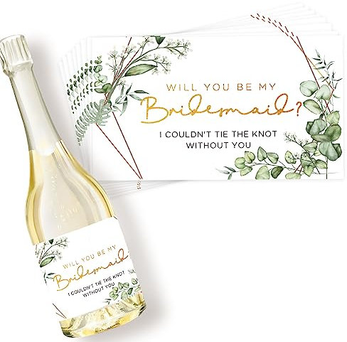 Joyfulmap Bridesmaid Mini Champagne Labels 10 Pack (8 Will You Be My Bridesmaid and 2 Maid of Honor Stickers) for Your Bridal Shower, Bachelorette Party or Bridesmaid Proposal